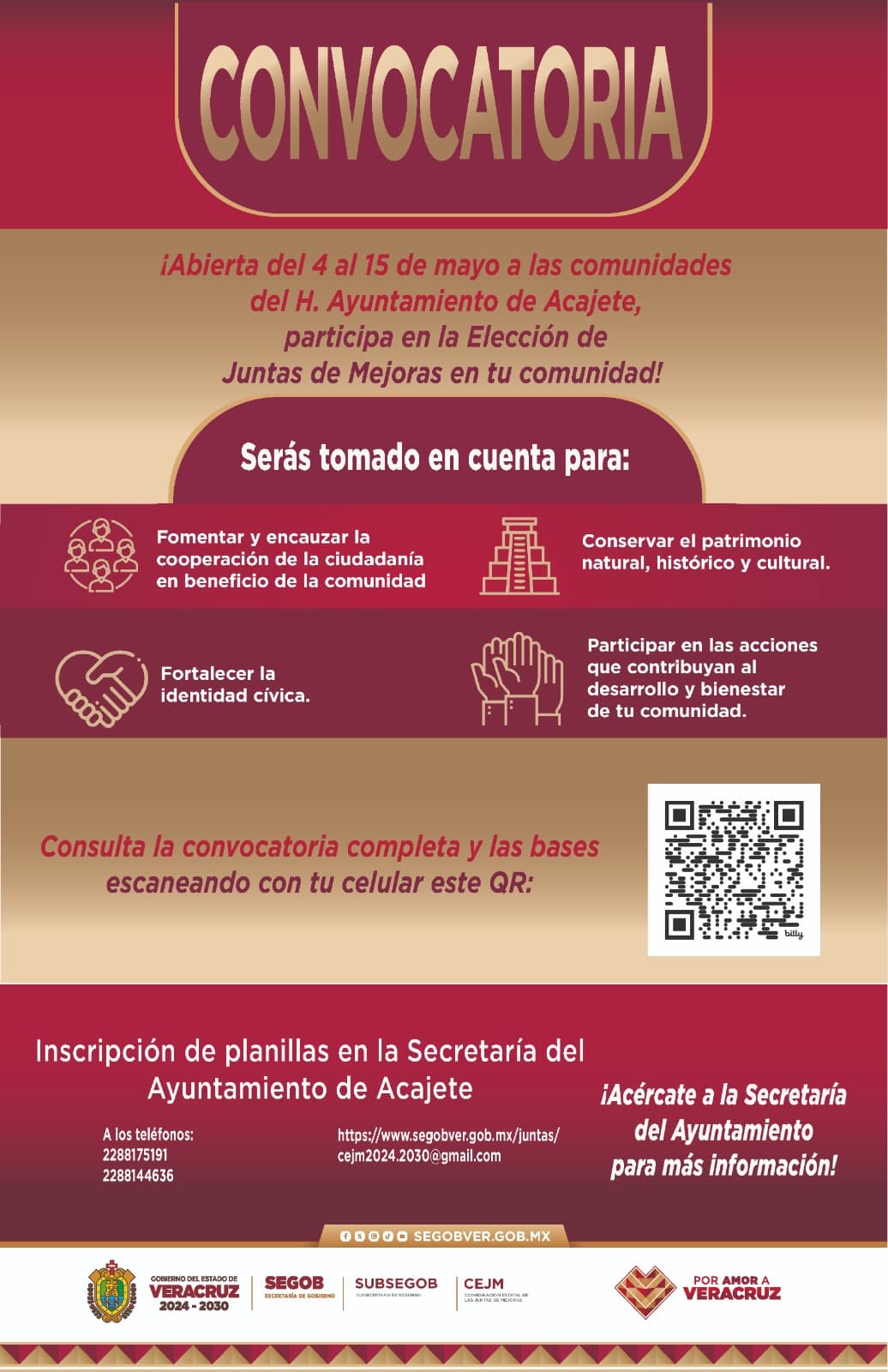 Convocatoria oficial del H. Ayuntamiento de Acajete